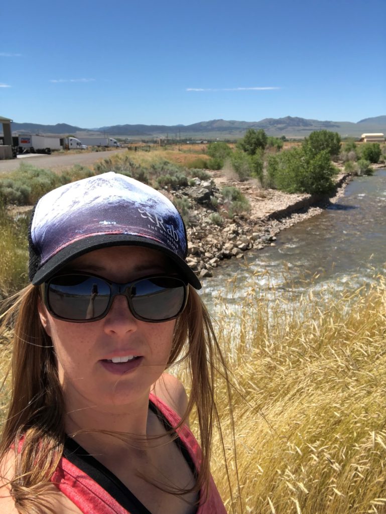 Julia running along canal in Utah